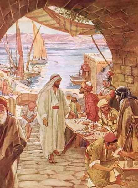 Jesus commanding Matthew the publican to follow him Oil Painting by William Brassey Hole