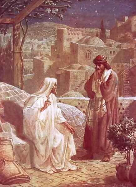 Jesus in conversation with Nicodemus Oil Painting by William Brassey Hole