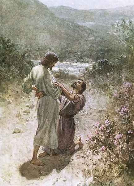 Jacob and the angel at peniel Oil Painting by William Brassey Hole