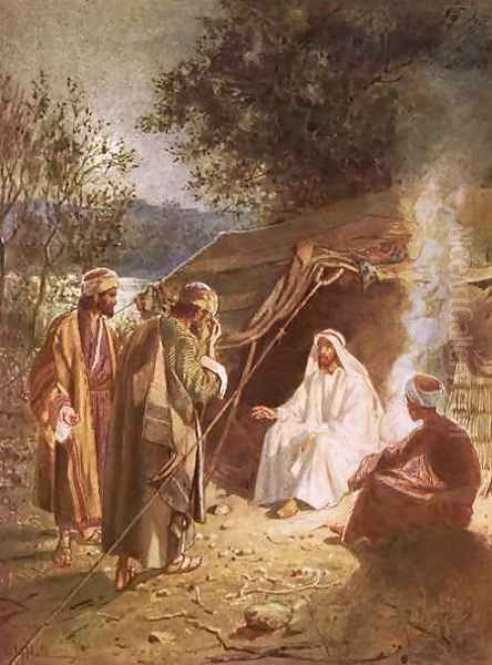 Jesuss lodging on the banks of the Jordan Oil Painting by William Brassey Hole