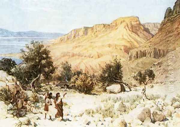 Davids camp at Engedi Oil Painting by William Brassey Hole