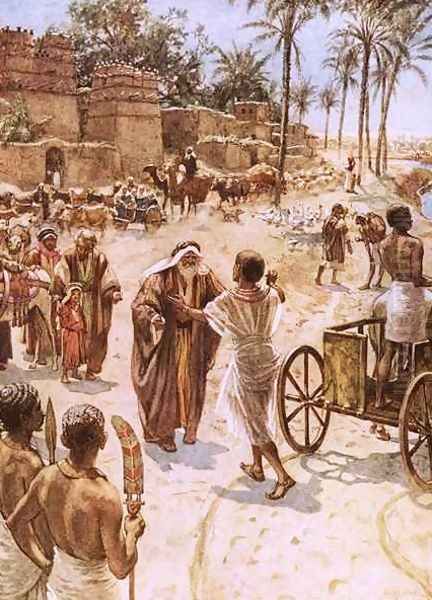 The meeting of Jacob and Joseph in Egypt Oil Painting by William Brassey Hole