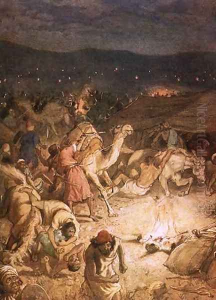 The sword of the Lord and of Gideon Panic in the camp of the Midianites Oil Painting by William Brassey Hole