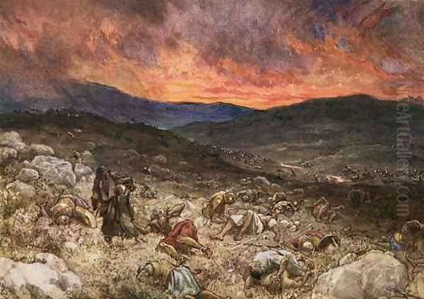 The death of Saul at Gilboa Oil Painting by William Brassey Hole