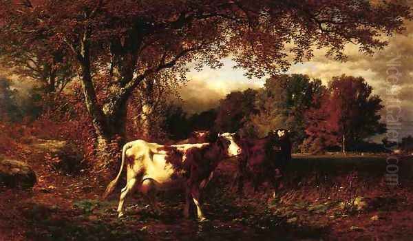 Landscape with Cattle Oil Painting by James McDougal Hart