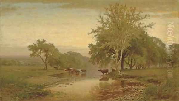 On the Farmington River, Connecticut Oil Painting by James McDougal Hart