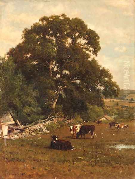 Cows in a Pasture Oil Painting by James McDougal Hart