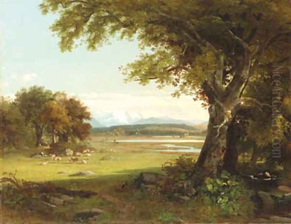 Sheep Grazing in the Meadow Oil Painting by James McDougal Hart