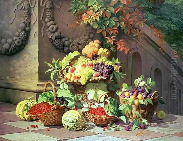 Baskets of Summer Fruits Oil Painting by William Hammer