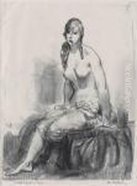 Morning, 
Nude Sketch Oil Painting by George Wesley Bellows