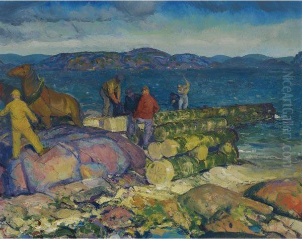 Dock Builders Oil Painting by George Wesley Bellows