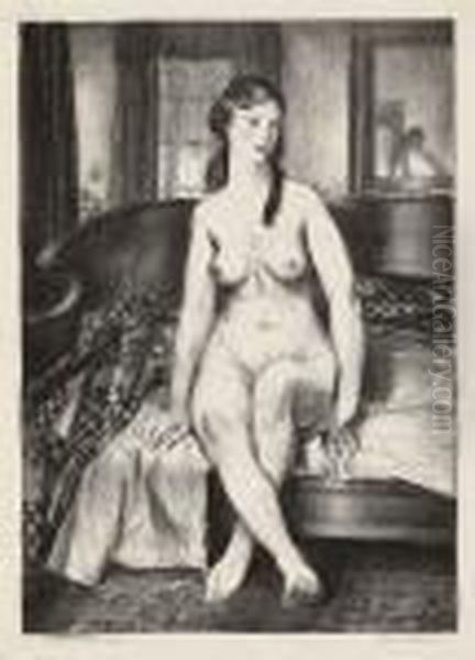 Nude On Bed Oil Painting by George Wesley Bellows