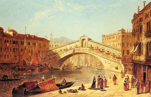 A View of the Rialto Bridge, Venice Oil Painting by James Holland