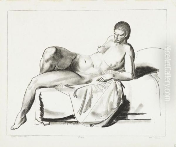 Nude Study, Classic On A Couch Oil Painting by George Wesley Bellows