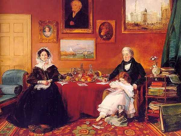 The Langford Family in their Drawing Room 1841 Oil Painting by James Holland