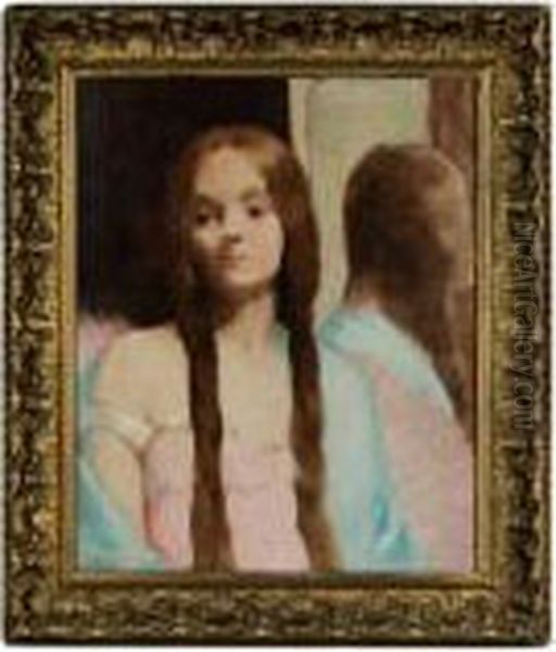 Young Woman With Braids Oil Painting by George Wesley Bellows