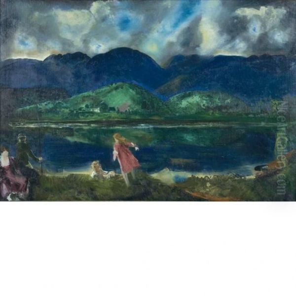 Coopers Lake Oil Painting by George Wesley Bellows