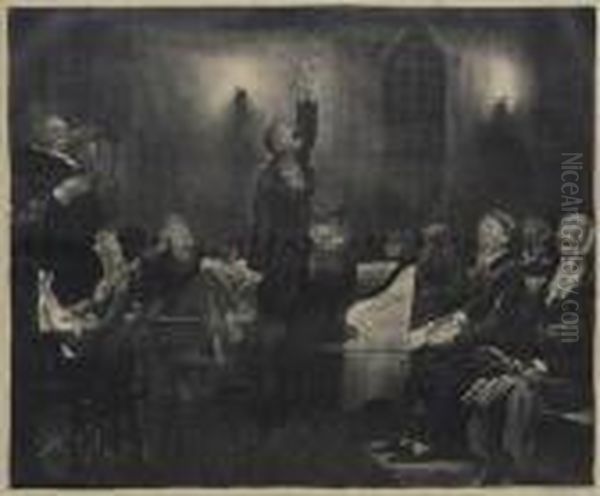 Prayer Meeting No. 2 Oil Painting by George Wesley Bellows