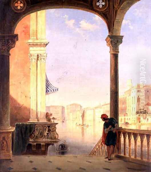 A Venetian Terrace Oil Painting by James Holland