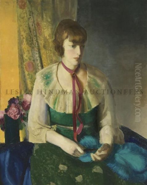 Lady In A Green Dress Oil Painting by George Wesley Bellows