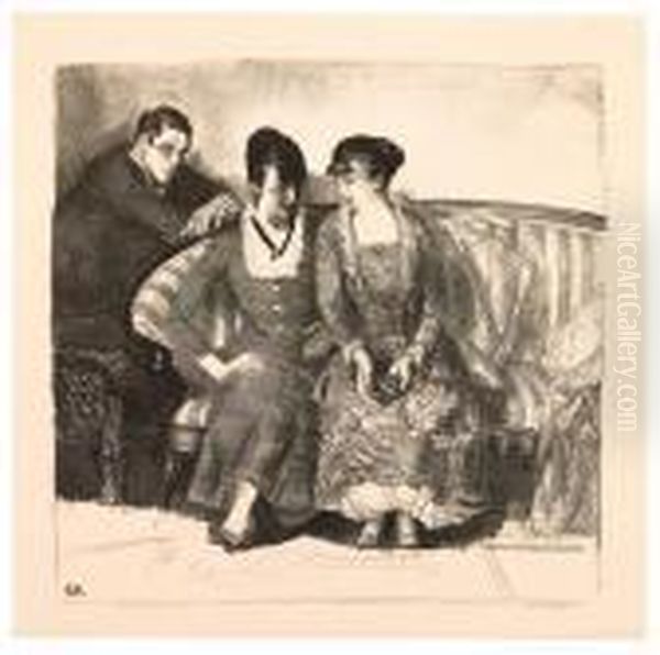 Emma, Elsie And Gene Oil Painting by George Wesley Bellows