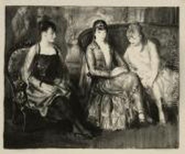 Marjorie, Emma And Elsie Oil Painting by George Wesley Bellows