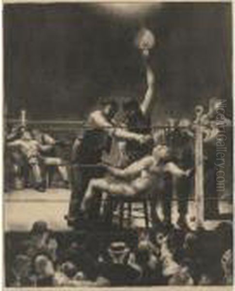 Between Rounds, Small, Second Stone (m. 144) Oil Painting by George Wesley Bellows