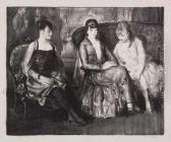 Elsie, Emma And Marjorie (second Stone) Oil Painting by George Wesley Bellows