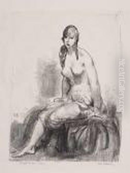 Morning, Nude Sketch Oil Painting by George Wesley Bellows