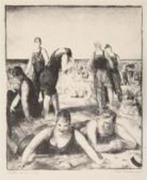 Bathing Beach (m. 86) Oil Painting by George Wesley Bellows