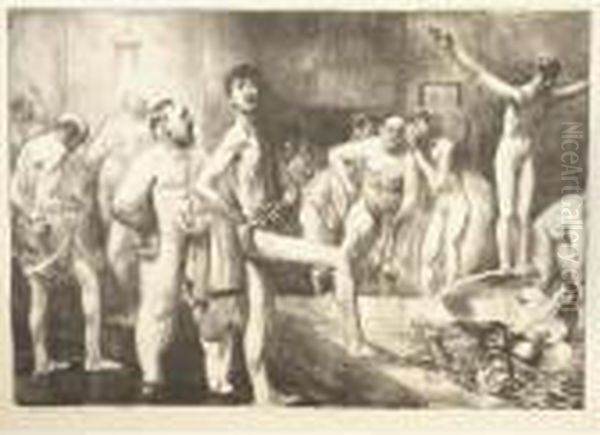 Business-men's Bath (m. 145) Oil Painting by George Wesley Bellows