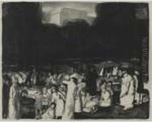 In The Park, Dark (m. 30) Oil Painting by George Wesley Bellows