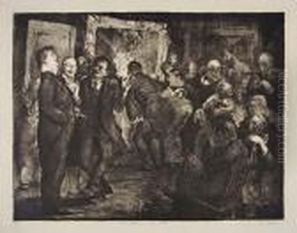 Artists Judging Works Of Art Oil Painting by George Wesley Bellows