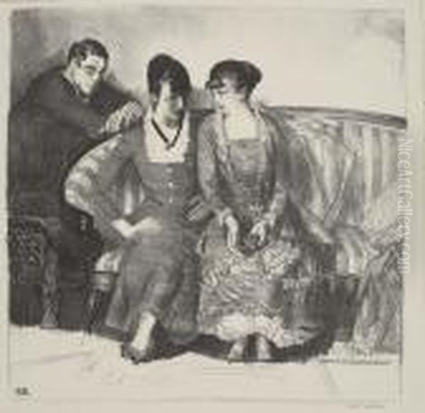 Emma, Elsie And Gene Oil Painting by George Wesley Bellows