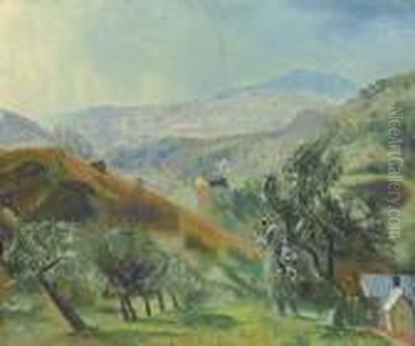 Mountain Orchard Oil Painting by George Wesley Bellows