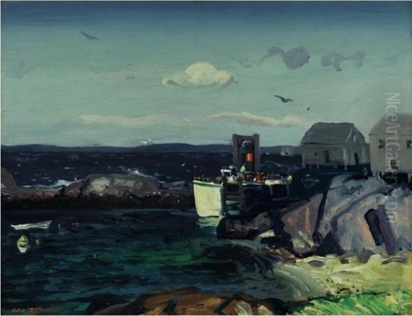 Boat Landing Oil Painting by George Wesley Bellows