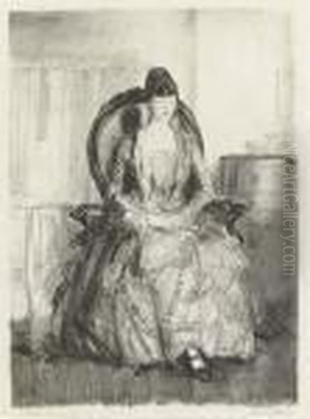 Lady With A Fan Oil Painting by George Wesley Bellows