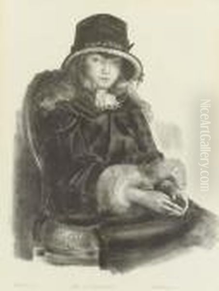 Anne In A Black Hat Oil Painting by George Wesley Bellows