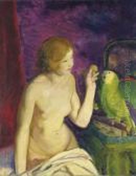 Nude With A Parrot Oil Painting by George Wesley Bellows