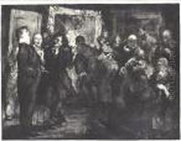 Artists Judging Works Of Art (m. 18) Oil Painting by George Wesley Bellows