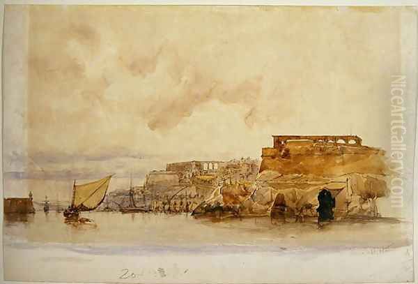 View of Valetta Malta Oil Painting by James Holland