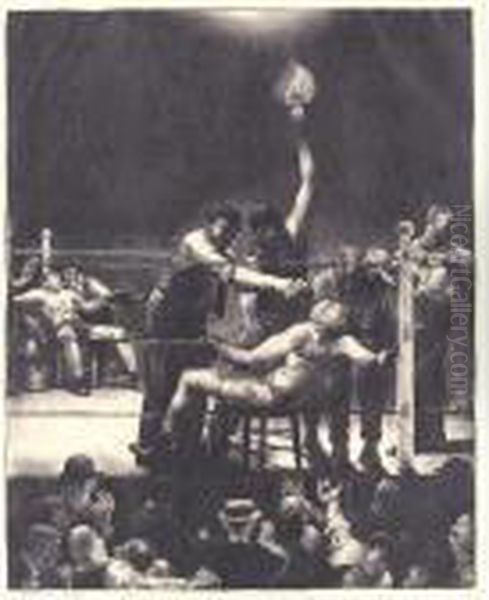 Between Rounds, Small, Second Stone (m. 144) Oil Painting by George Wesley Bellows