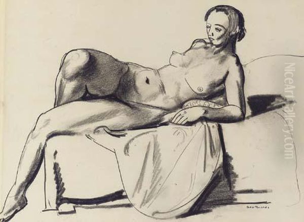 Nude Study, Classic On A Couch Oil Painting by George Wesley Bellows