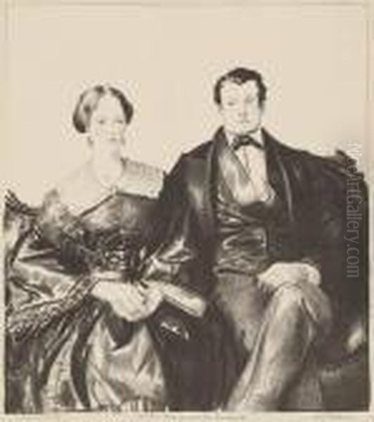 Auntie Mason And Her Husband Oil Painting by George Wesley Bellows