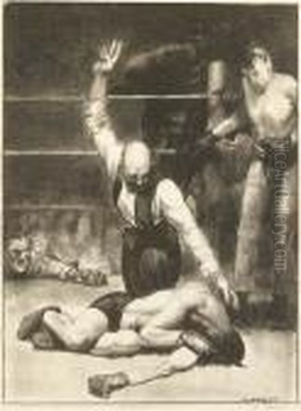 Counted Out, Second Stone Oil Painting by George Wesley Bellows