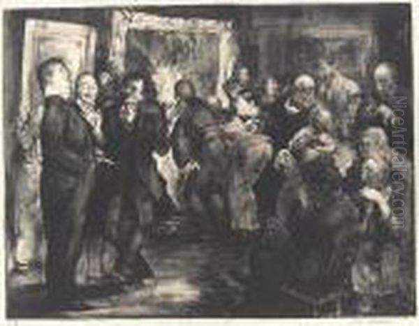 Artists Judging Works Of Art (m. 18) Oil Painting by George Wesley Bellows