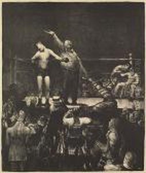 Introducing The Champion Oil Painting by George Wesley Bellows