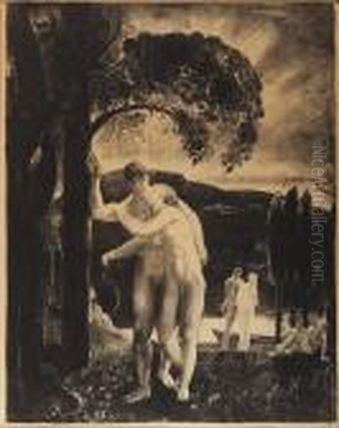 Amour; Men Like Gods Series Oil Painting by George Wesley Bellows