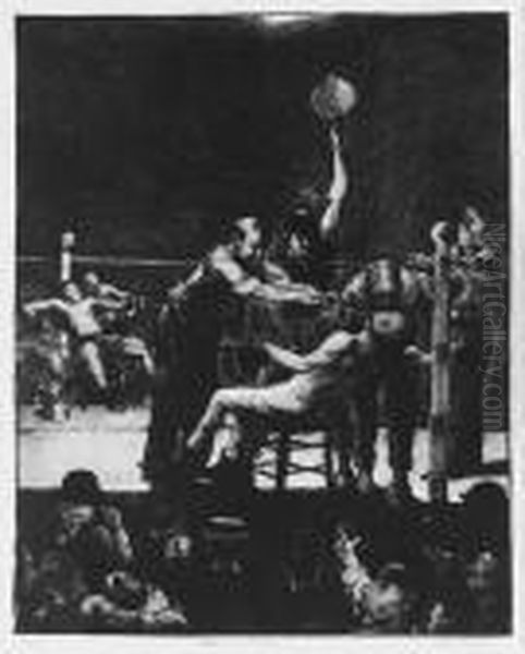 Between Rounds, Large, First Stone (m. 25) Oil Painting by George Wesley Bellows