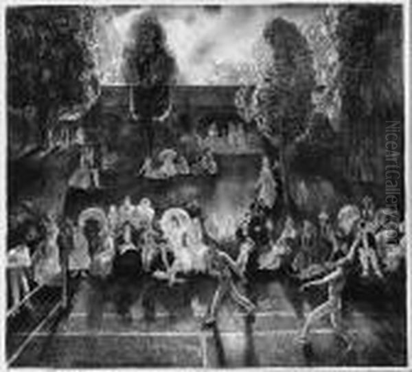 Tennis (tennis Tournament) (m. 71) Oil Painting by George Wesley Bellows